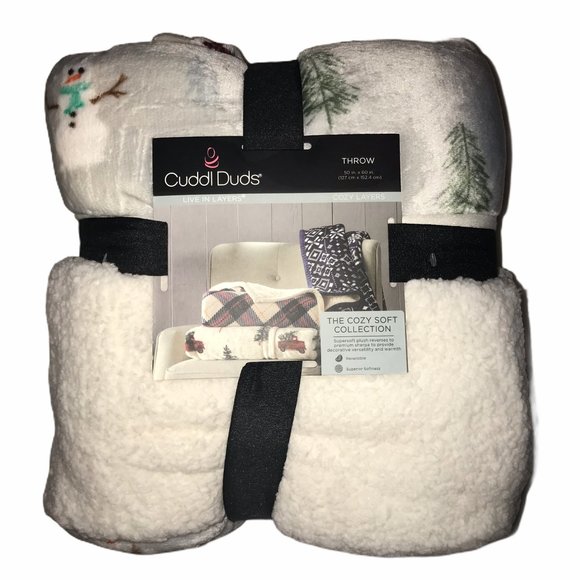 Cuddl Duds Bedding Nwt Cuddl Duds Reversible Snowman Throw 5x60